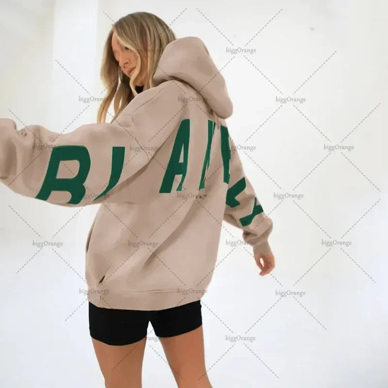 European and American loose casual pullover hoodie sweatshirt coat printed letter pattern high street hip-hop trendy men women