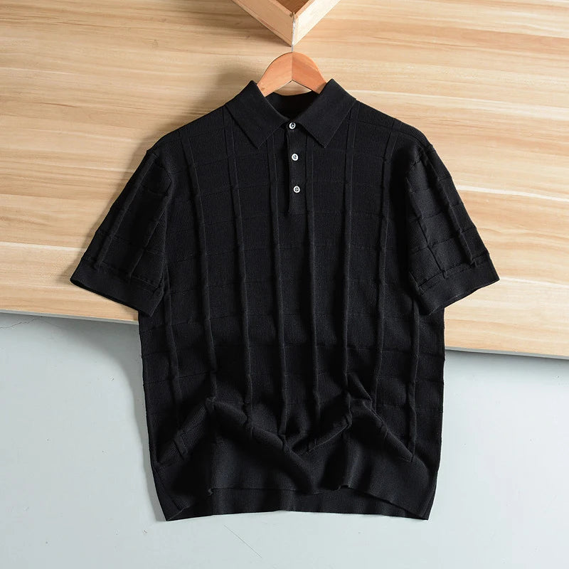 Luxury Quali 6-Needle Pure Cotton Men's  irt ort Sve Summer Faion Urban Sle Slim Fit Regular Thin