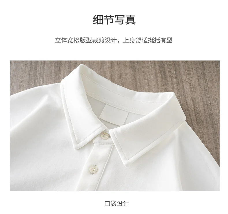 DUKEEN 260G Heavyweight Men's Polo Shirts 100% Cotton 2024 Summer Short-Sleeve White Pocket T Shirts Golf Wear Men's Clothing