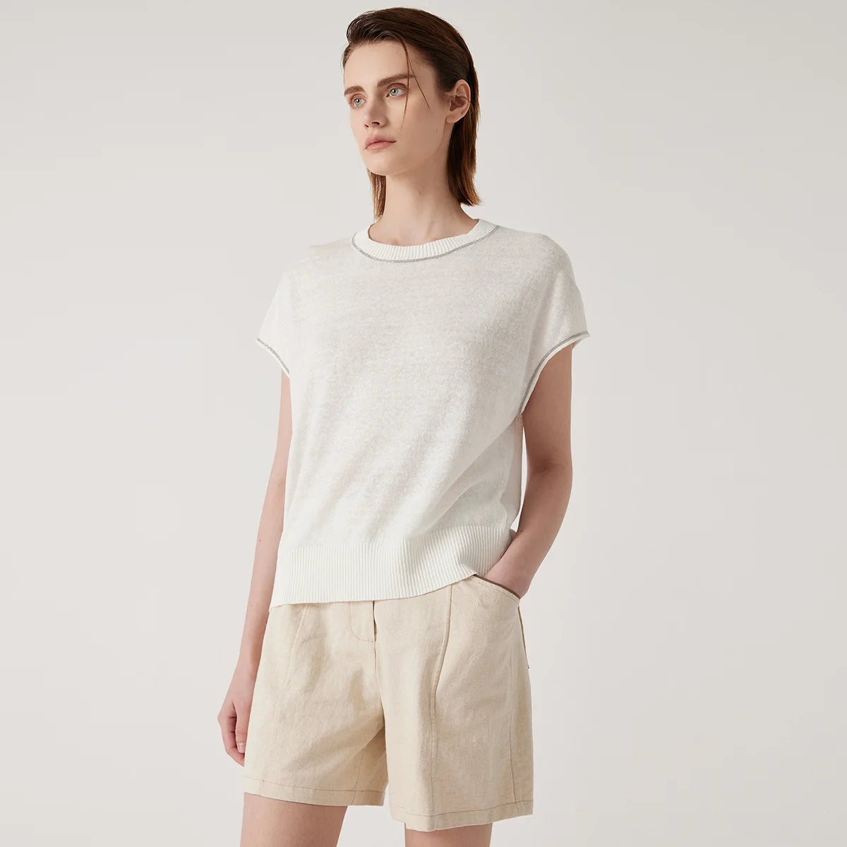 BY3511197 high-end thin summer knitted sweater for women  linen pullover Luxury womens Clothing