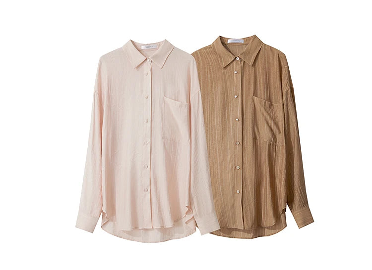 AMII Minimalism Shirt Pants Sets for Women 2025 Spring New Casual Basic Shirt Separate Straight Long Wide Leg Pants 12511048