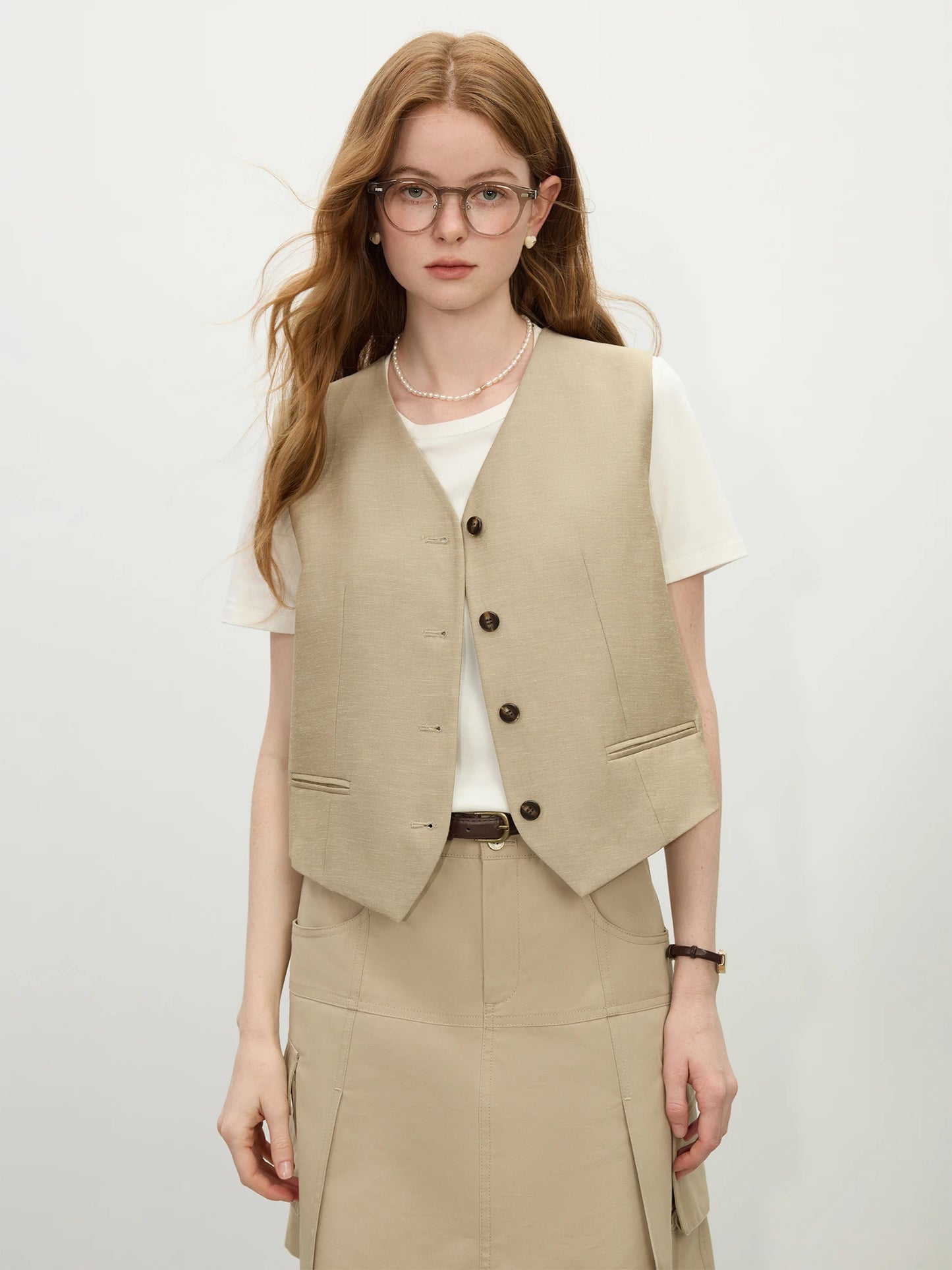 FSLE 2025 Summer Old Money Vest Wide-Leg Pants Set Vintage Tailored Two-Piece Adjustable Waist Eco Linen for Boardroom to Brunch