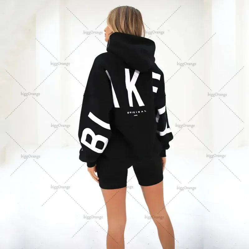 European and American loose casual pullover hoodie sweatshirt coat printed letter pattern high street hip-hop trendy men women