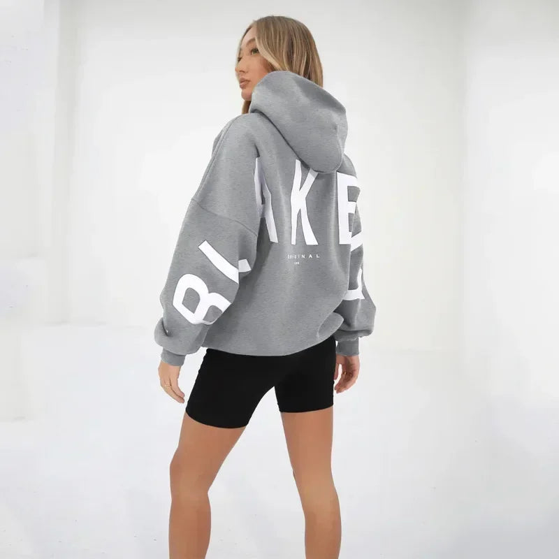 European and American loose casual pullover hoodie sweatshirt coat printed letter pattern high street hip-hop trendy men women