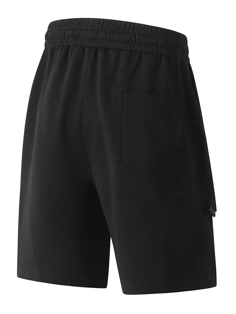 Summer Men's Knit Casual Shorts Breathable Cotton Drawstring Waist Loose Fit Sports Shorts Male Workout Gym Sweat Short Pants
