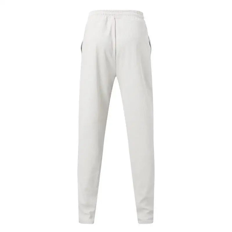 Mens Stylish Waffle Pants - Casual Sports Slim Fit with Adjustable Drawstring Secure Pockets for All Seasons - Perfect Outdoor
