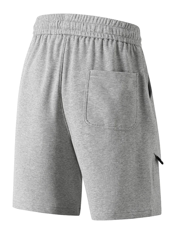 Summer Men's Knit Casual Shorts Breathable Cotton Drawstring Waist Loose Fit Sports Shorts Male Workout Gym Sweat Short Pants