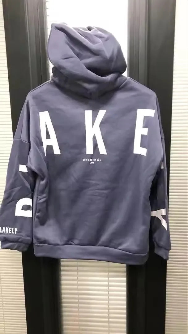 European and American loose casual pullover hoodie sweatshirt coat printed letter pattern high street hip-hop trendy men women