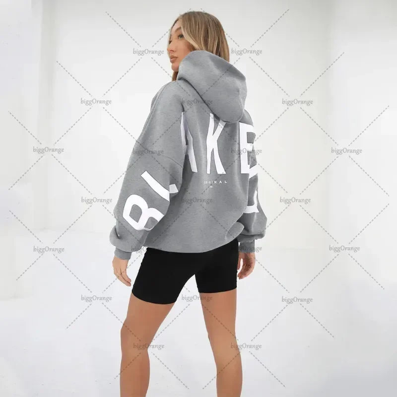 European and American loose casual pullover hoodie sweatshirt coat printed letter pattern high street hip-hop trendy men women