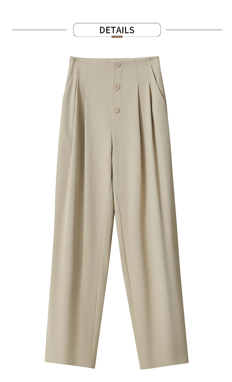 AMII Women Trousers Minimalist New Summer Commuting Solid Mid Rise Pantalones Cooling Sunscreen Tapered Casual Pants 12522036