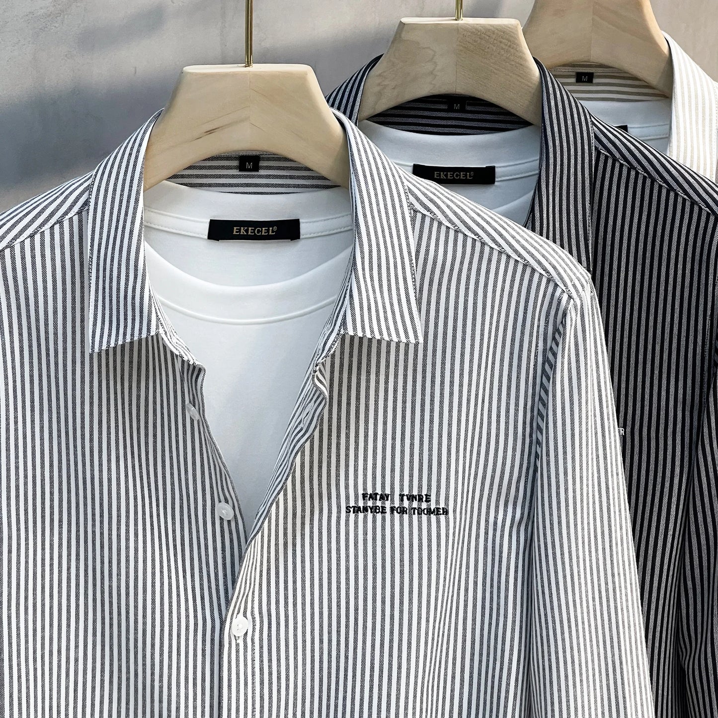 Men's Slim Fit Long Sve irt Trendy Striped Spring Autumn New Sle Casual Korean Japanese Sle Printed No Iron Treaent