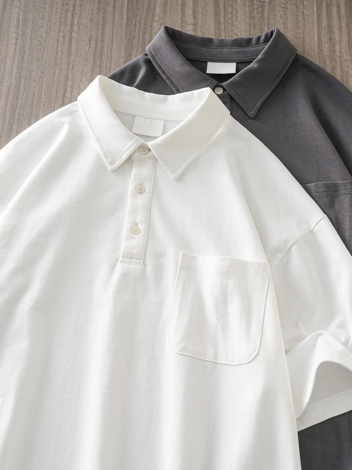 DUKEEN 260G Heavyweight Men's Polo Shirts 100% Cotton 2024 Summer Short-Sleeve White Pocket T Shirts Golf Wear Men's Clothing