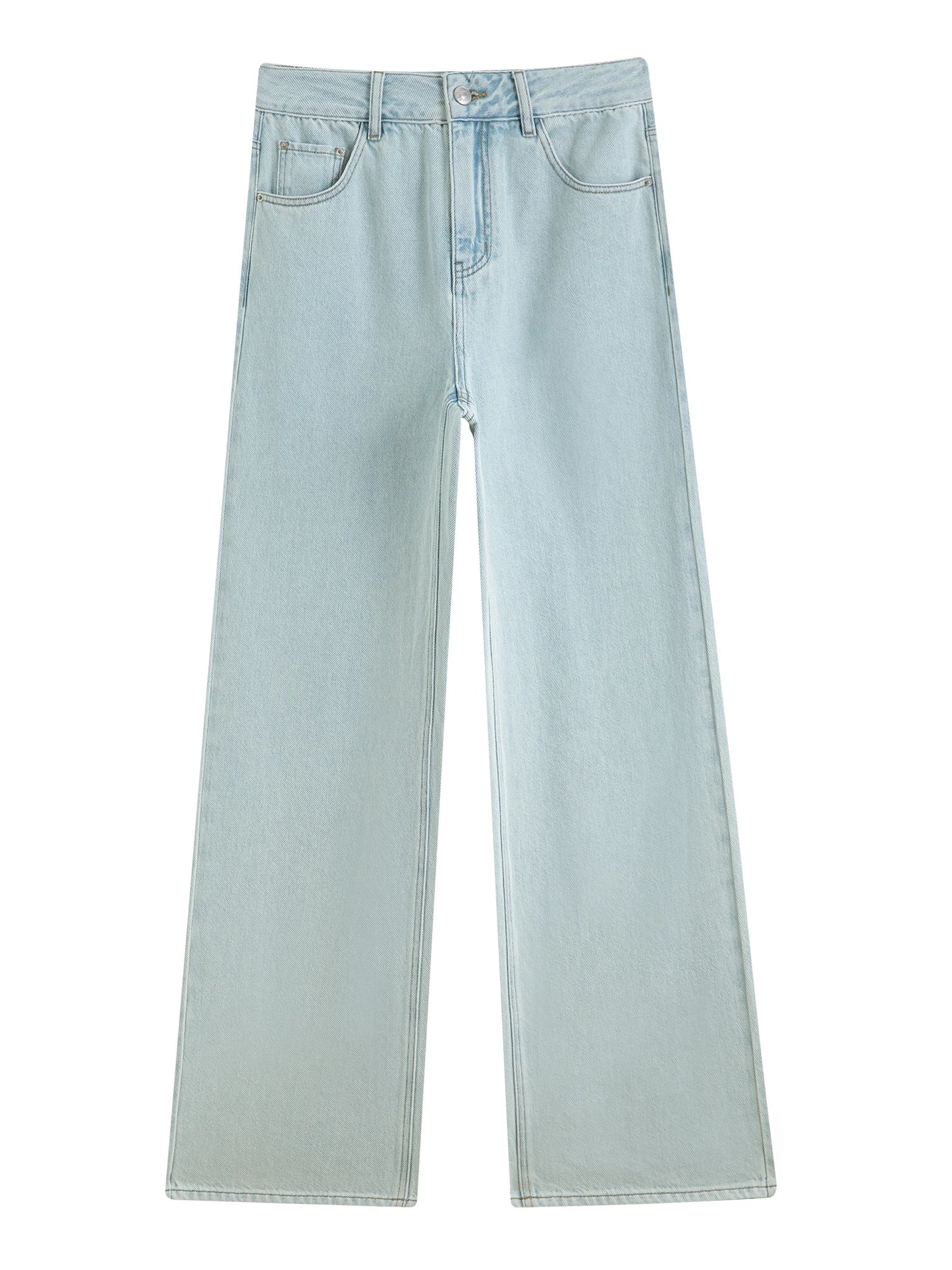 FSLE Washed Distressed High Waist Straight Jeans for Women 2025 Summer New Slim Fit Versatile Casual Slim Chic Pants 25FS12292