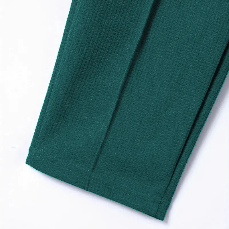Mens Stylish Waffle Pants - Casual Sports Slim Fit with Adjustable Drawstring Secure Pockets for All Seasons - Perfect Outdoor