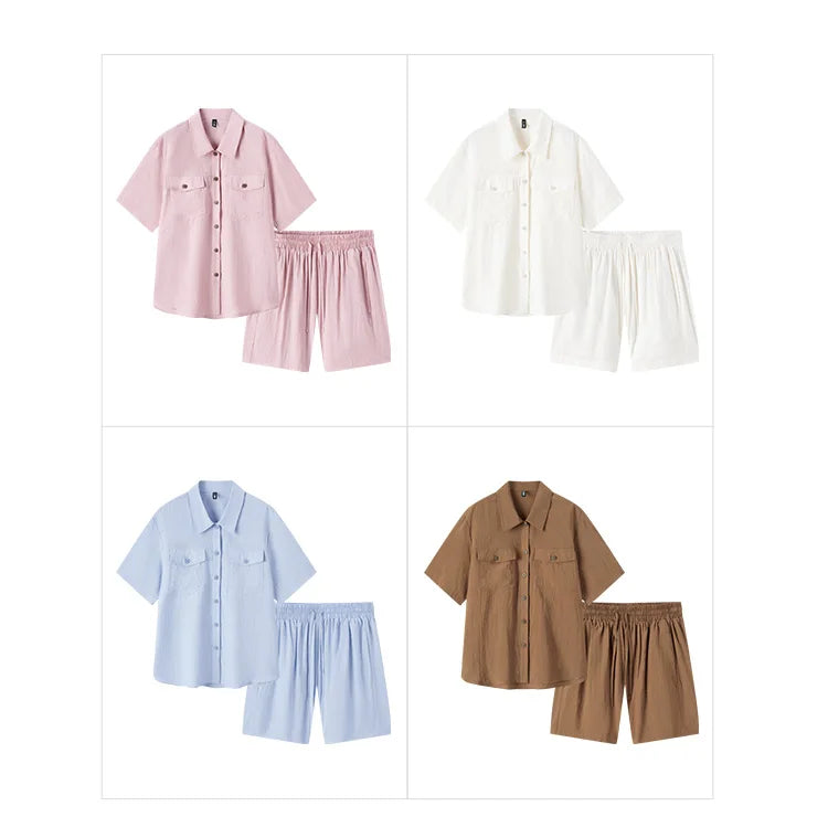 Semir Set Women Mid-long Style Top and Shorts 2024 New Summer Version Loose Textured Two-piece Set