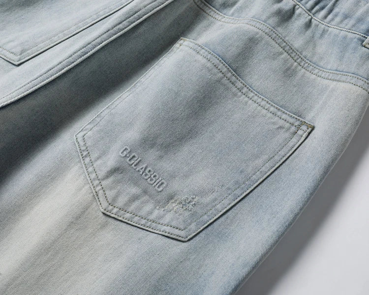 Korea Baggy torn holey ripped Jeans Men Vintage  Y2k Pants Fashion Frayed High Street Distressed Denim Trousers loose thin Male