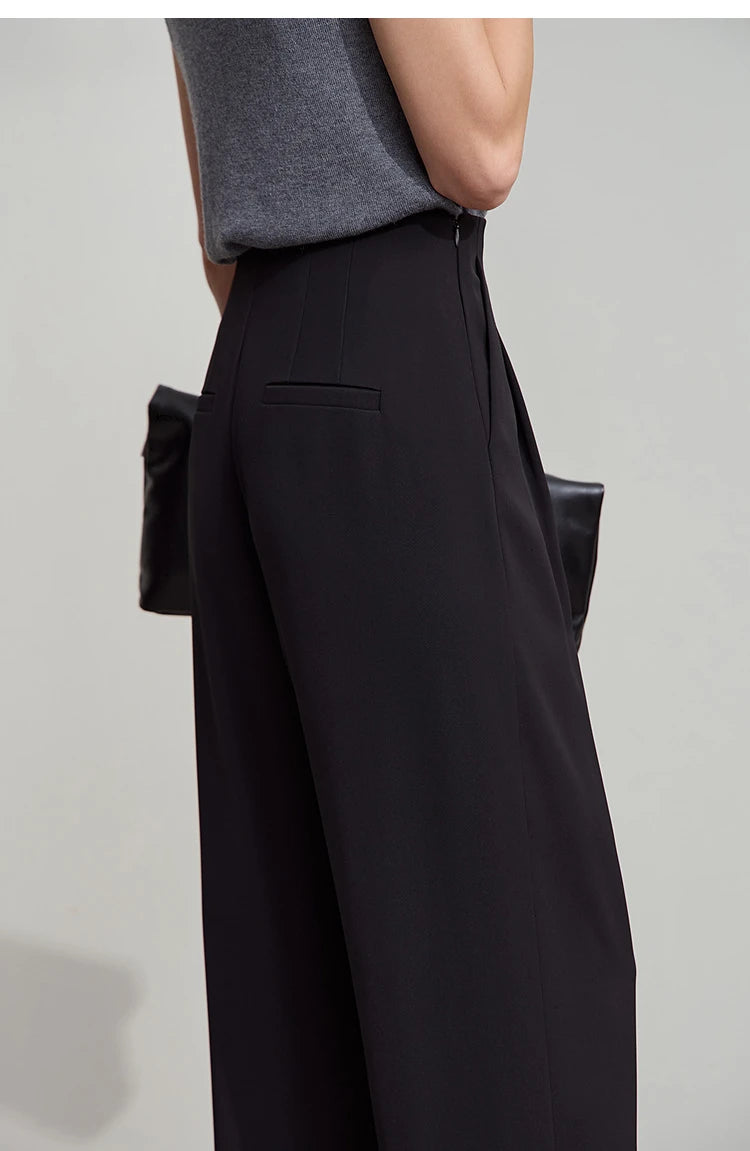 AMII Women Trousers Minimalist New Summer Commuting Solid Mid Rise Pantalones Cooling Sunscreen Tapered Casual Pants 12522036