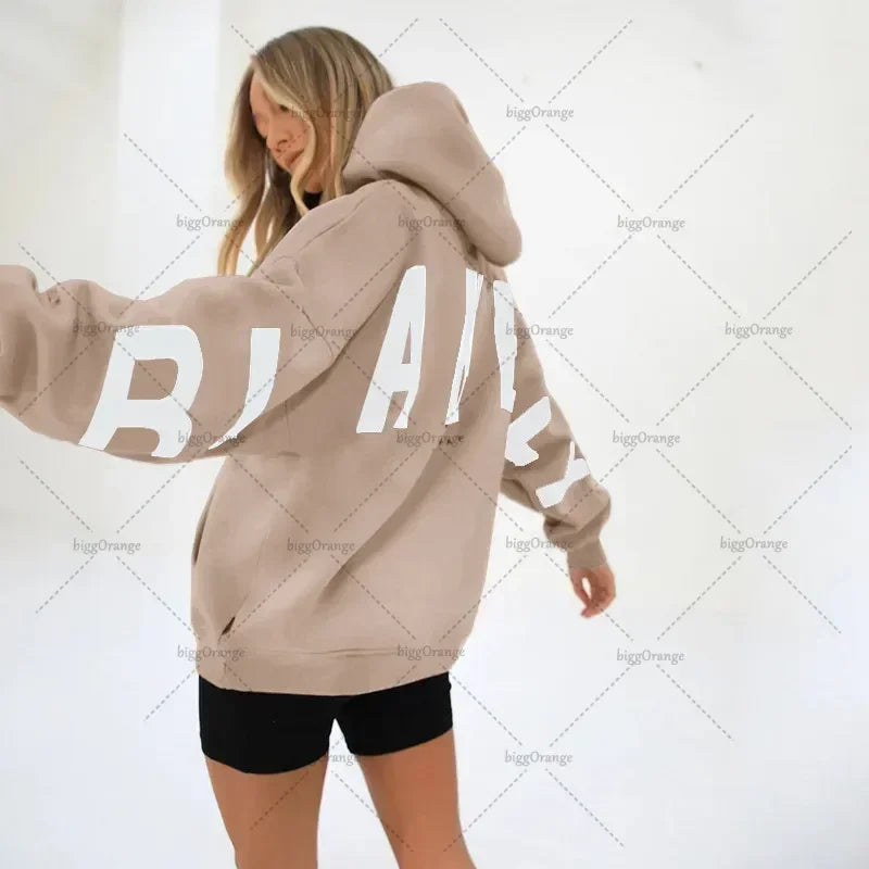 European and American loose casual pullover hoodie sweatshirt coat printed letter pattern high street hip-hop trendy men women