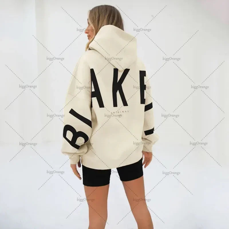 European and American loose casual pullover hoodie sweatshirt coat printed letter pattern high street hip-hop trendy men women