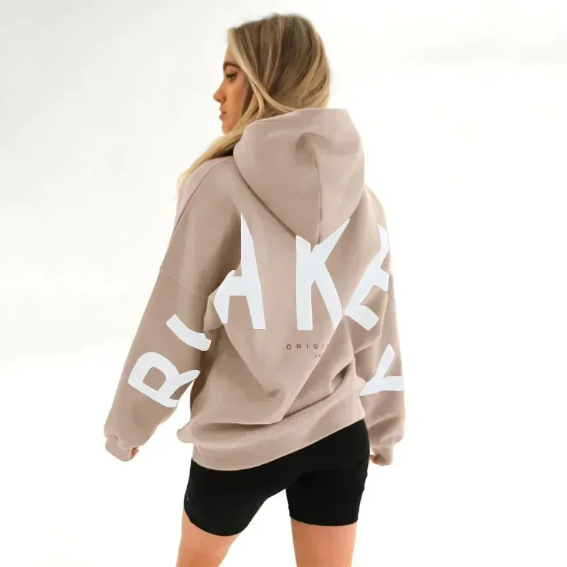 European and American loose casual pullover hoodie sweatshirt coat printed letter pattern high street hip-hop trendy men women