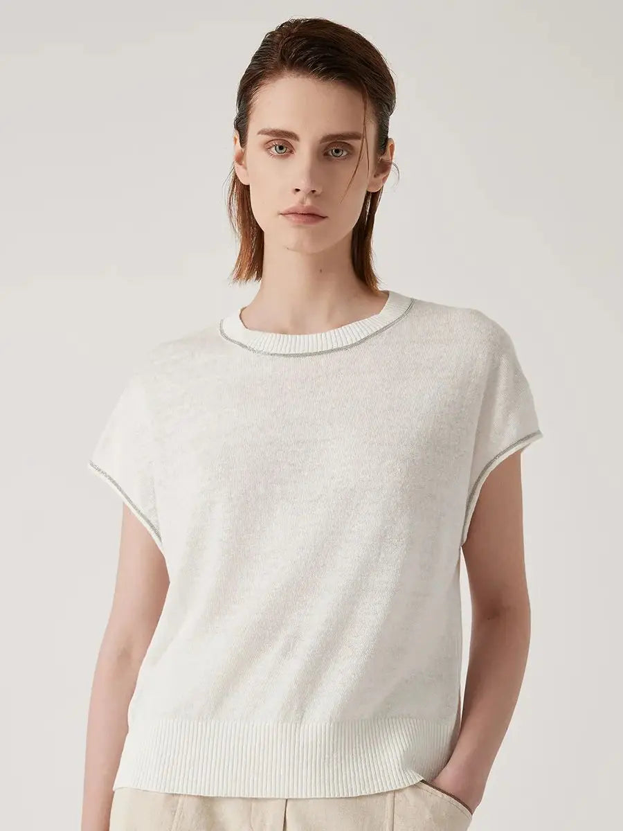 BY3511197 high-end thin summer knitted sweater for women  linen pullover Luxury womens Clothing