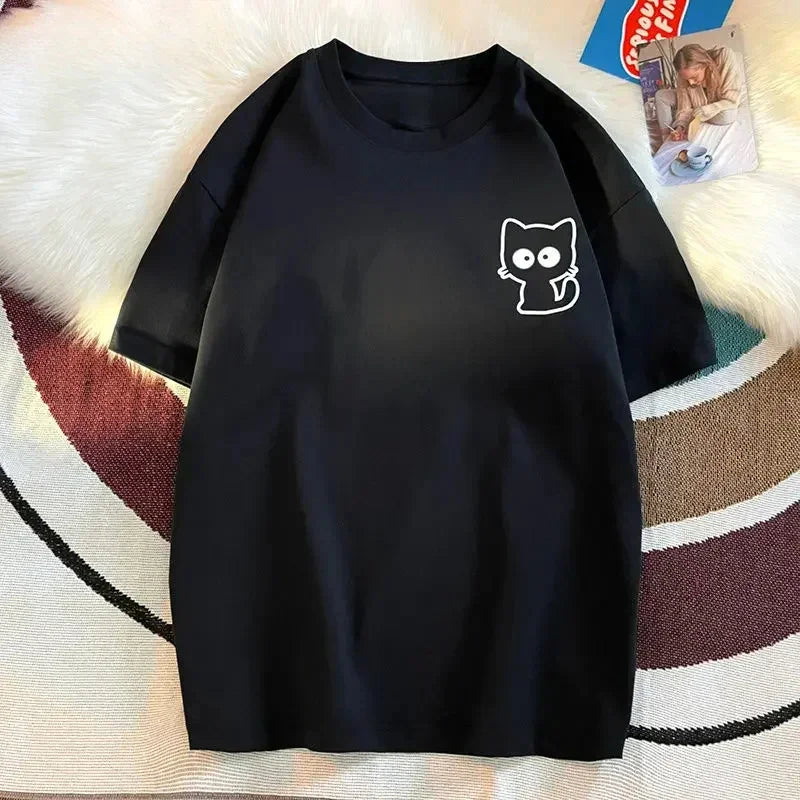 Female Casual Printing O-neck Short Sleeve T-Shirt 2025 New Summer Trend All-match Loose Cartoon Pullover Top Tee Women Clothes