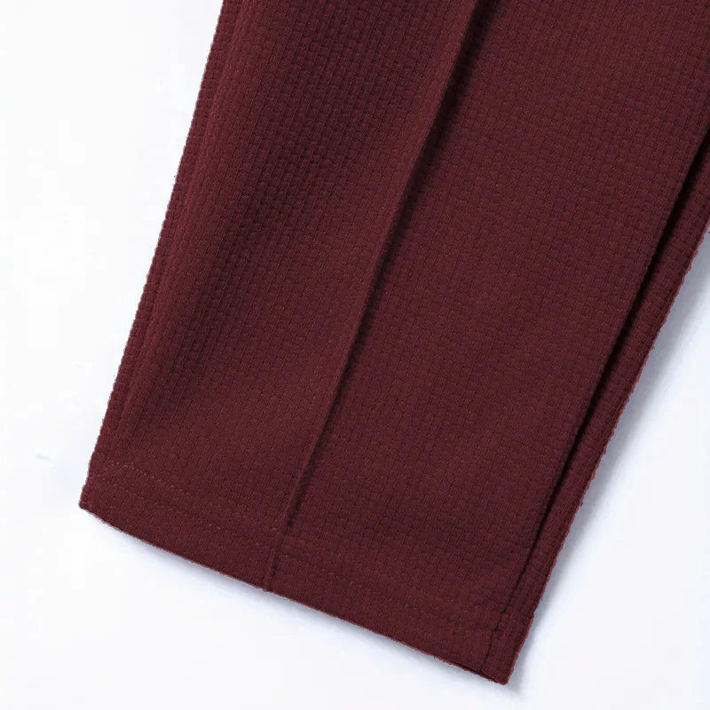 Mens Stylish Waffle Pants - Casual Sports Slim Fit with Adjustable Drawstring Secure Pockets for All Seasons - Perfect Outdoor