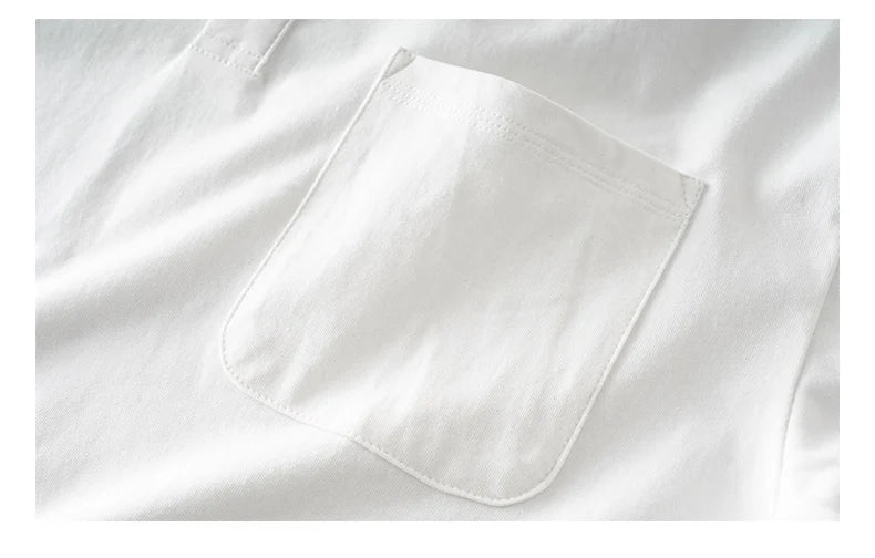 DUKEEN 260G Heavyweight Men's Polo Shirts 100% Cotton 2024 Summer Short-Sleeve White Pocket T Shirts Golf Wear Men's Clothing