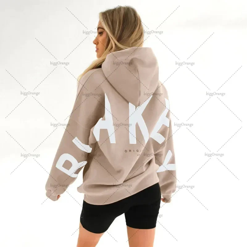 European and American loose casual pullover hoodie sweatshirt coat printed letter pattern high street hip-hop trendy men women