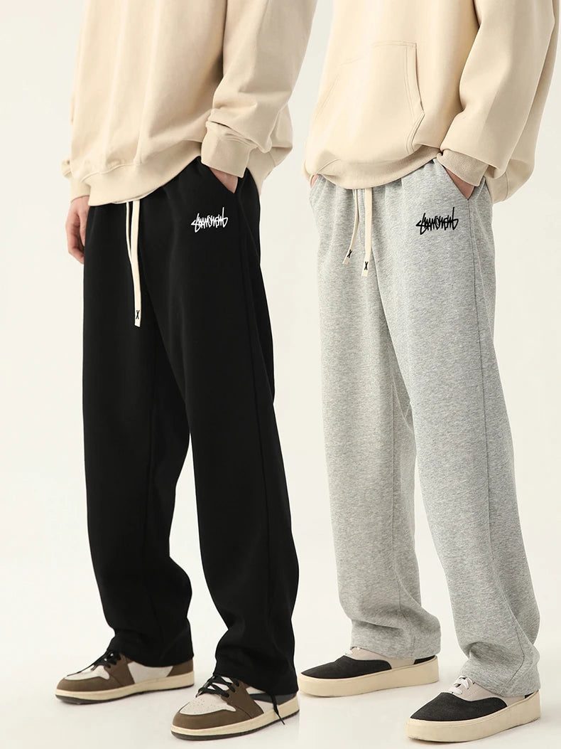 Men's Graphic Drawstring Waist Sweatpants, Regular Fit Casual Pocket Straight Leg Pants for Daily Wear, Men's Bottoms for Season