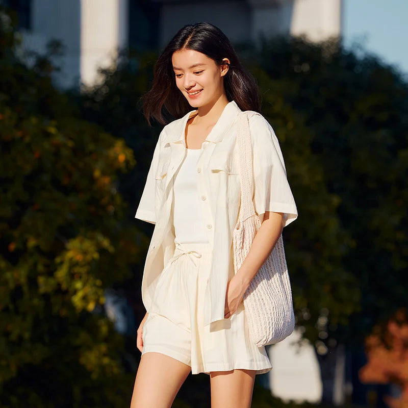 Semir Set Women Mid-long Style Top and Shorts 2024 New Summer Version Loose Textured Two-piece Set