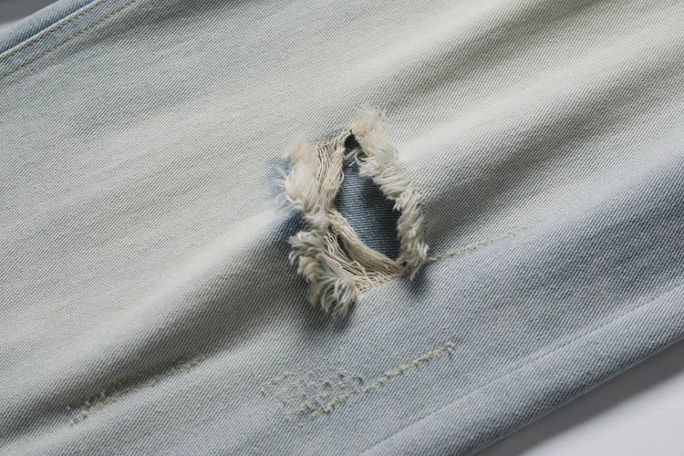 Korea Baggy torn holey ripped Jeans Men Vintage  Y2k Pants Fashion Frayed High Street Distressed Denim Trousers loose thin Male
