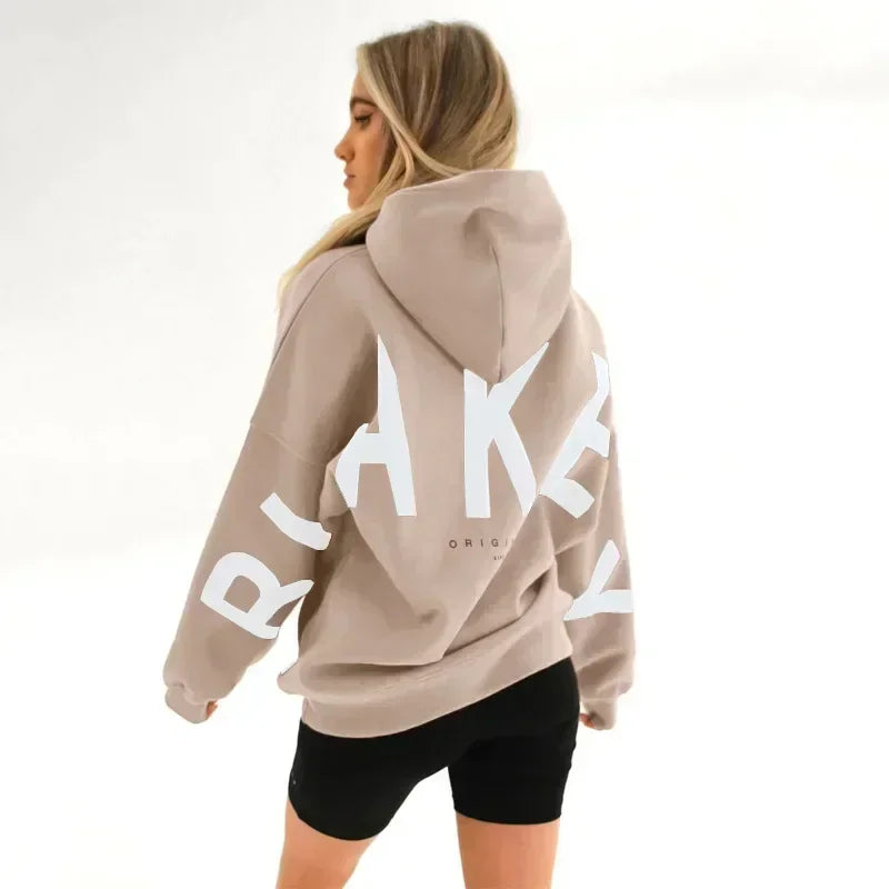 European and American loose casual pullover hoodie sweatshirt coat printed letter pattern high street hip-hop trendy men women