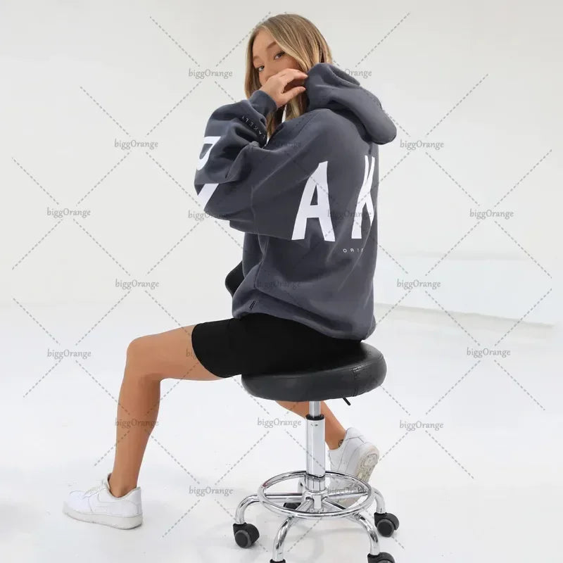 European and American loose casual pullover hoodie sweatshirt coat printed letter pattern high street hip-hop trendy men women