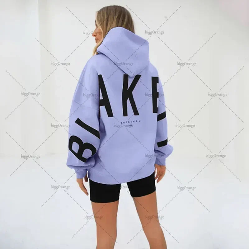 European and American loose casual pullover hoodie sweatshirt coat printed letter pattern high street hip-hop trendy men women