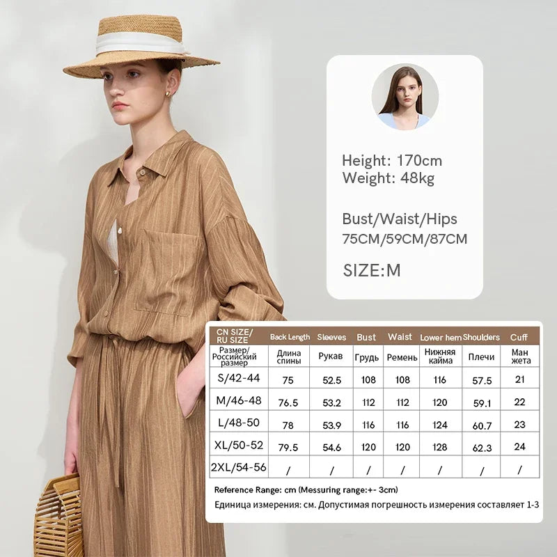 AMII Minimalism Shirt Pants Sets for Women 2025 Spring New Casual Basic Shirt Separate Straight Long Wide Leg Pants 12511048