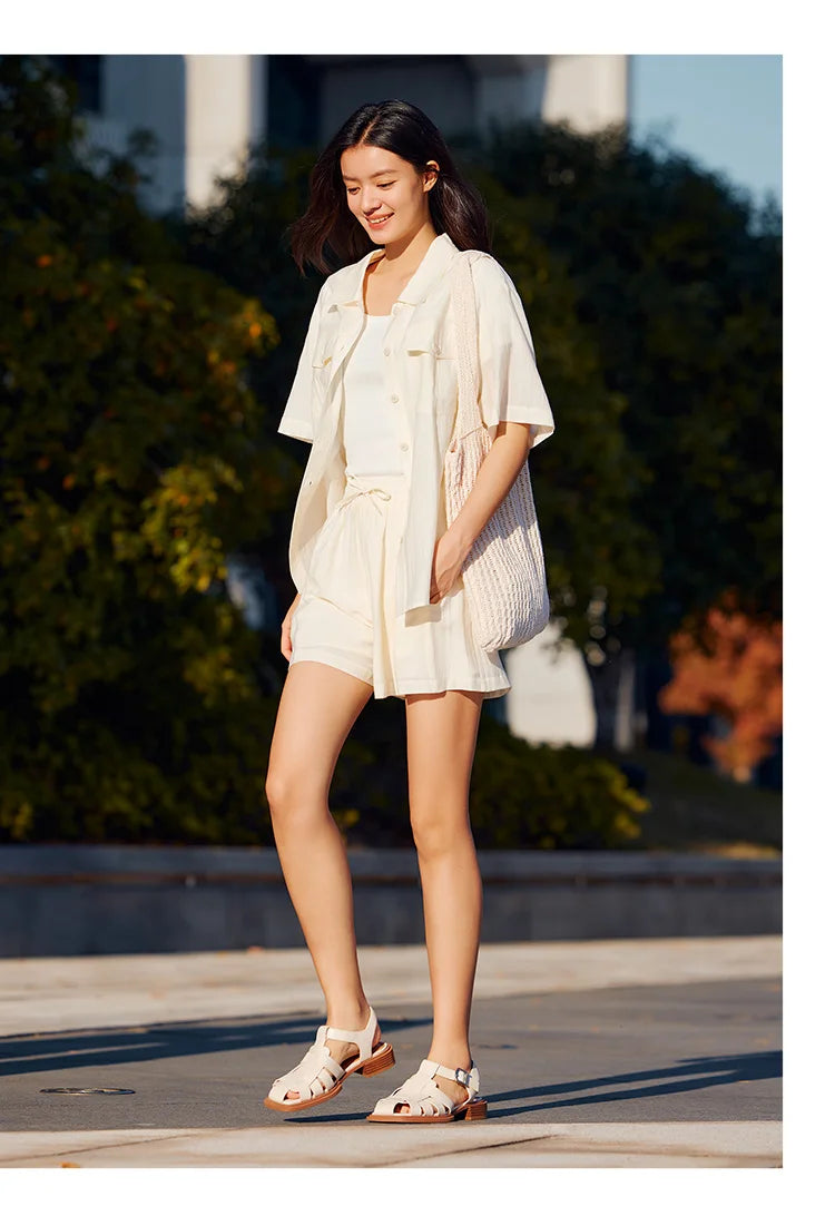 Semir Set Women Mid-long Style Top and Shorts 2024 New Summer Version Loose Textured Two-piece Set