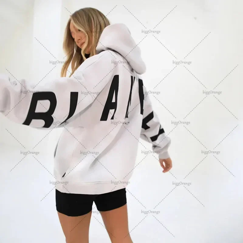 European and American loose casual pullover hoodie sweatshirt coat printed letter pattern high street hip-hop trendy men women