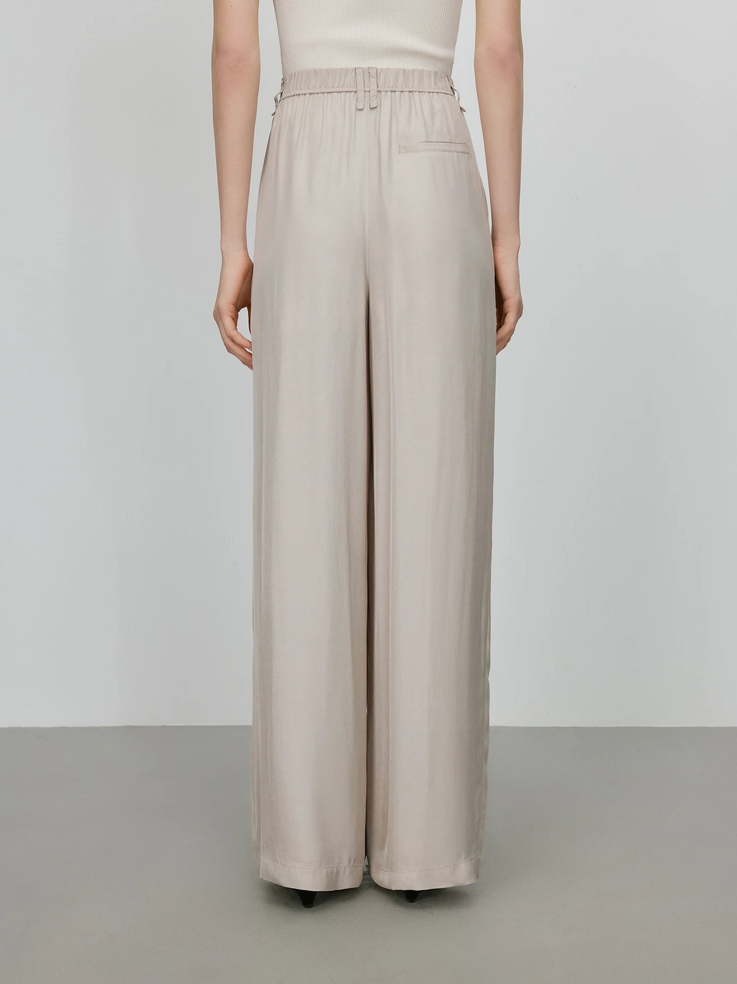 FSLE 【Premium Series】 Acetate Air Pants Women 2025 Summer New Drape Loose Wide-leg Pants 25FE12025