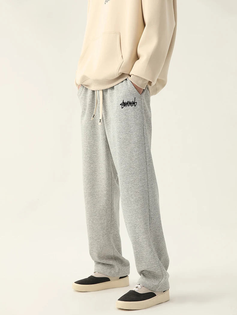 Men's Graphic Drawstring Waist Sweatpants, Regular Fit Casual Pocket Straight Leg Pants for Daily Wear, Men's Bottoms for Season