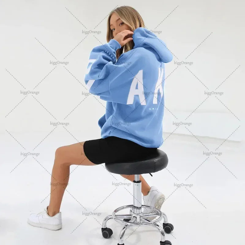 European and American loose casual pullover hoodie sweatshirt coat printed letter pattern high street hip-hop trendy men women