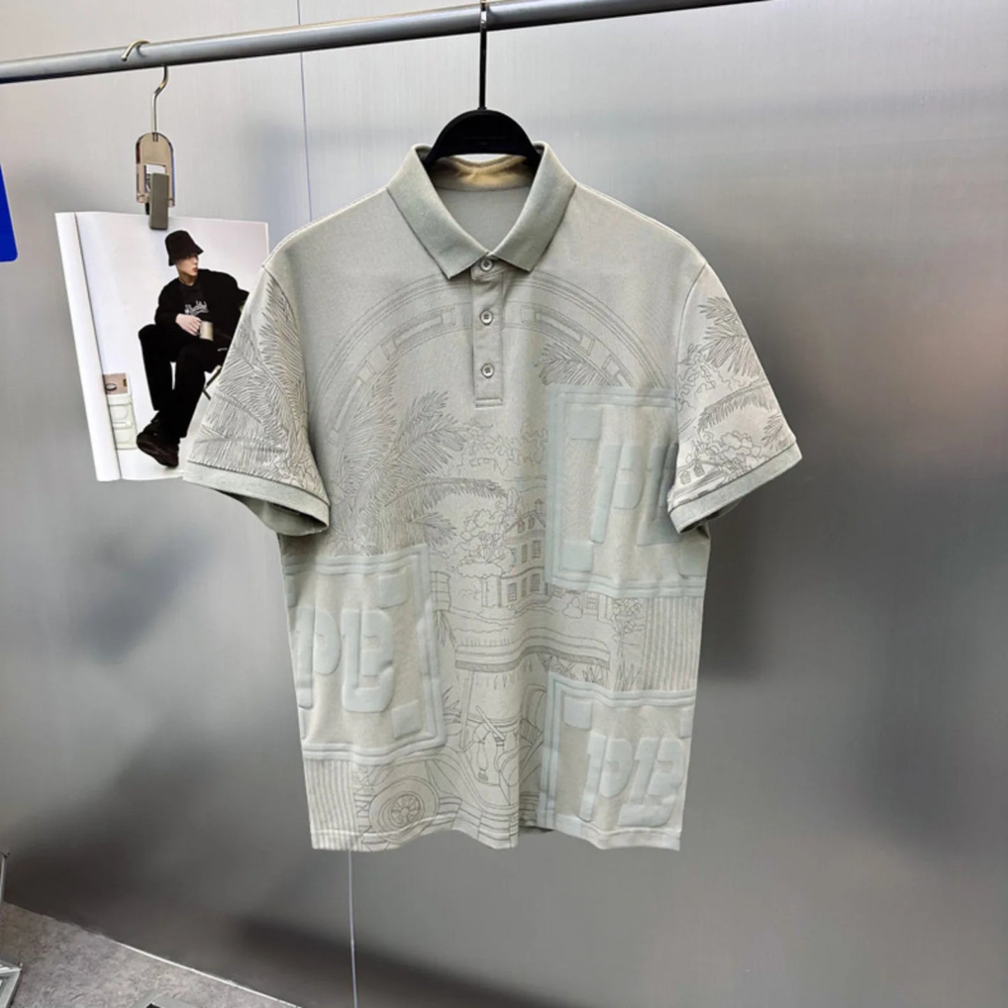 Faionable Slim Fit ort Sve  irt for Men Printed Busin Casual Turn-down Collar Summer T-irt Urban Sle Teen...
